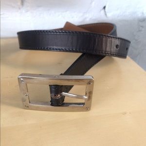 Ralph Lauren black leather belt chrome buckle s
